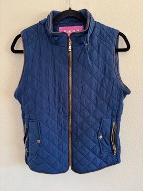 French Secrets Tailor Limited Edition Blue Quilted Vest Medium